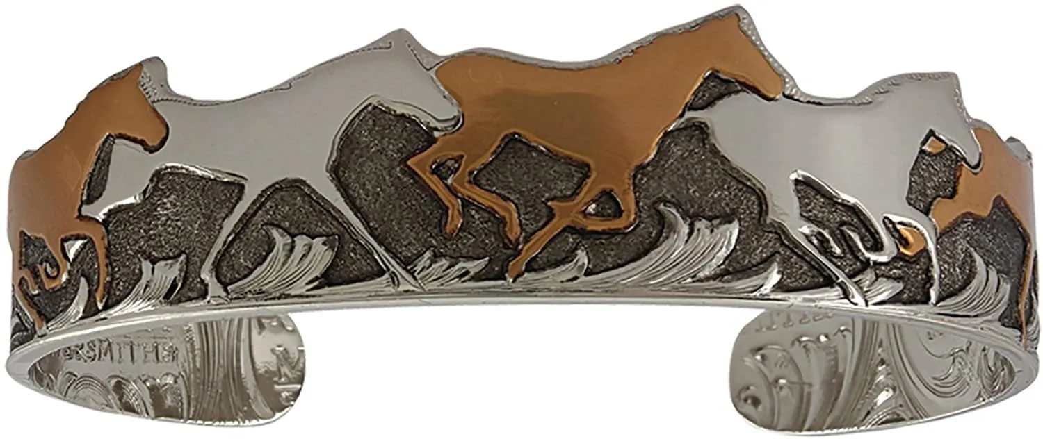 Montana Silversmiths Curio Finish Horses of a Cuff Bracelet
