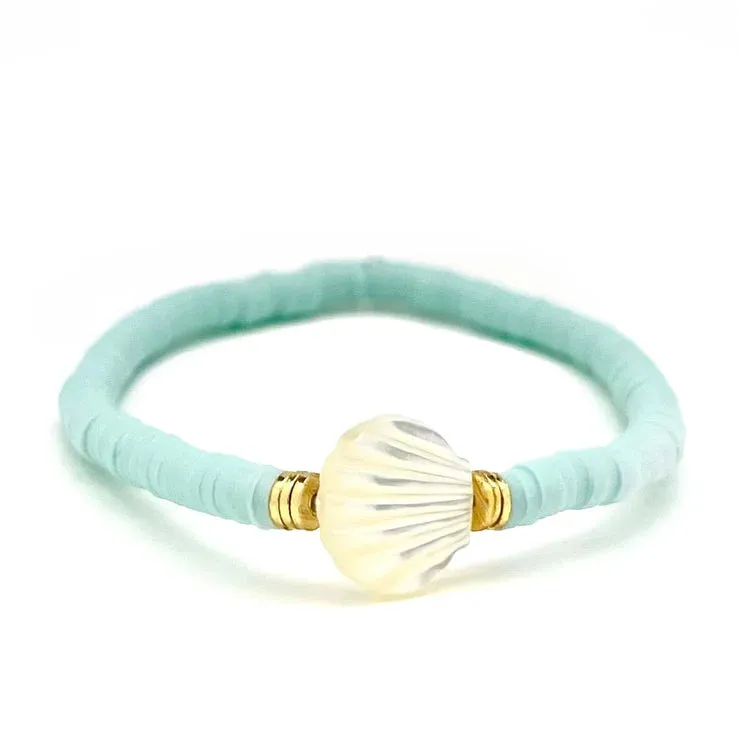 Mother of Pearl Scallop Shell Heishi Bracelet