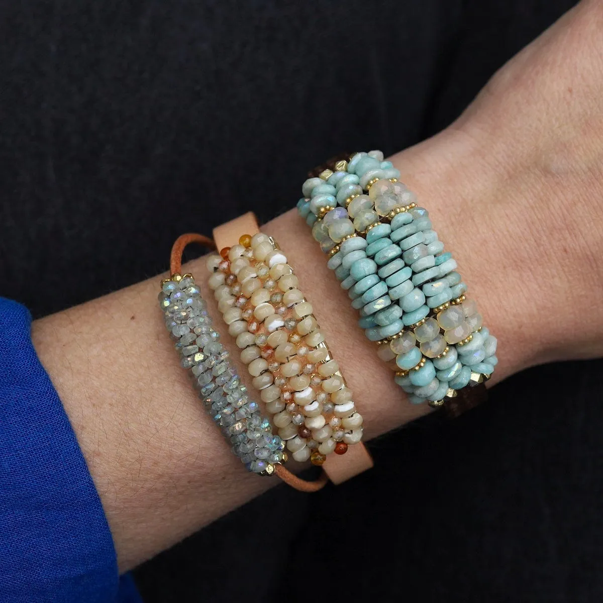 Mother of Pearl with Amber Trim & Yellow Zircon Bracelet