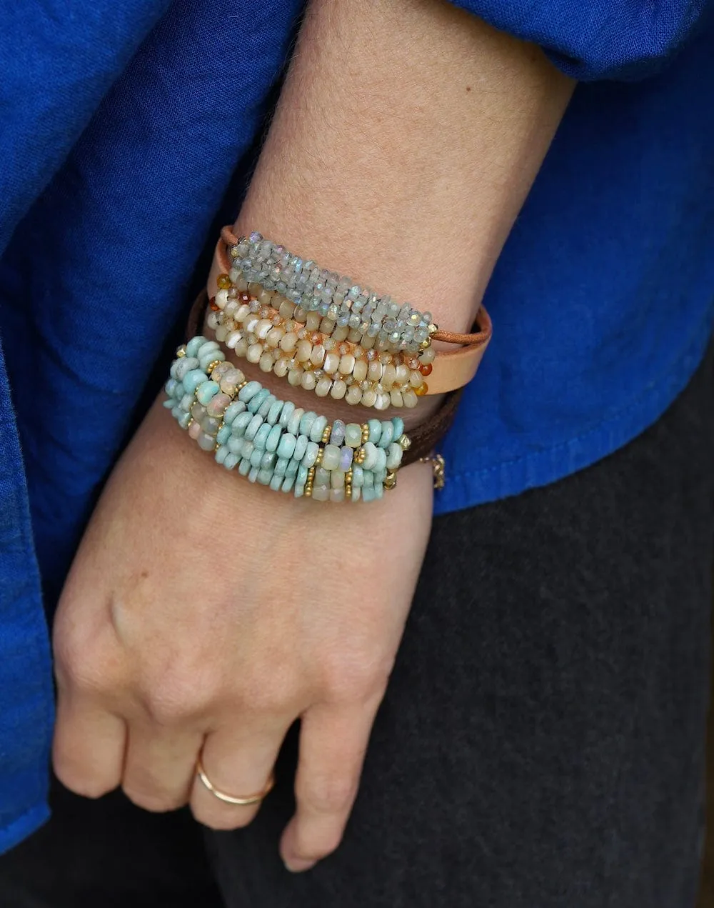 Mother of Pearl with Amber Trim & Yellow Zircon Bracelet