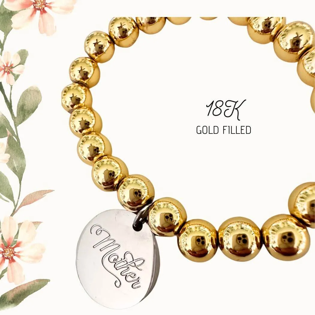 Mother's Day Bracelet With 18K Gold Beads