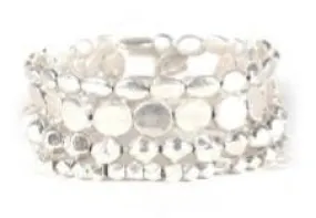Multi Layered Metal Bead Bracelet Silver