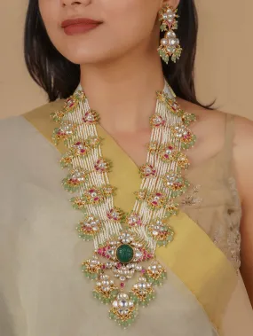 Multicolor Gold Plated Jadau Kundan Bridal Necklace Set - MS2113M