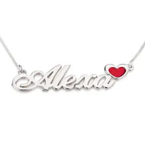 Name Necklace with Coloured Symbols Sterling Silver