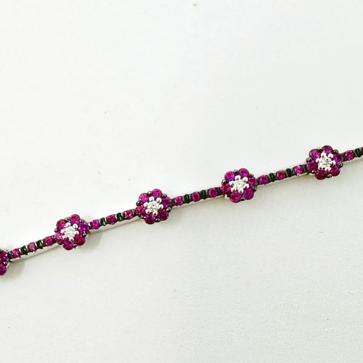 Natasha 18K White Gold Bracelet with 162 Rubies and 18 Diamonds