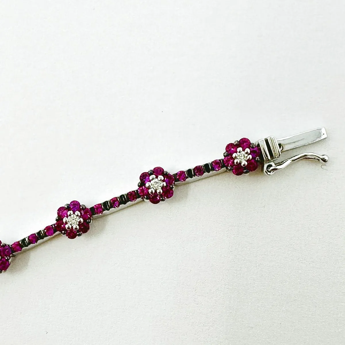 Natasha 18K White Gold Bracelet with 162 Rubies and 18 Diamonds