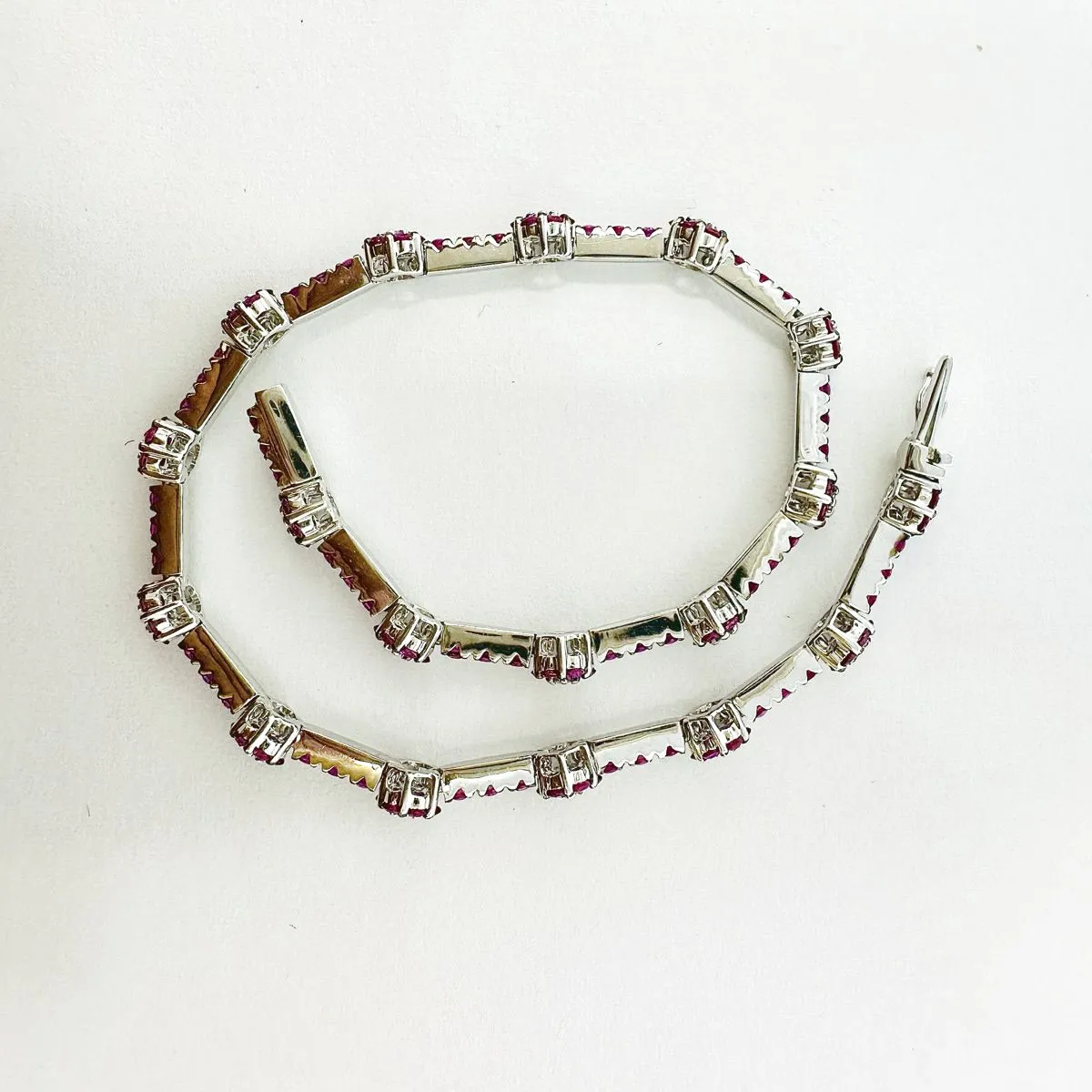 Natasha 18K White Gold Bracelet with 162 Rubies and 18 Diamonds