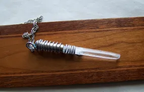 Natural Aquamarine Gemstone Wire Wrapped Bullet Pendant