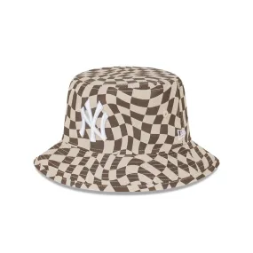 New Era Bucket MLB Wrap Check New York Yankees Stone Walnut