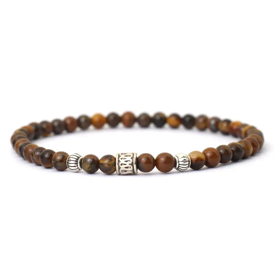 Noter New 4mm Bracelet For Men Viking Rice Beads Braclet Natural Lava Tiger Eyes Red Howlite Stone Braslet Leisure Accessories