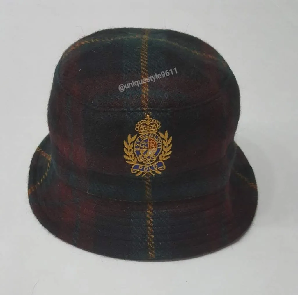 Nwt Polo Ralph Lauren Plaid Crest Bucket Hat
