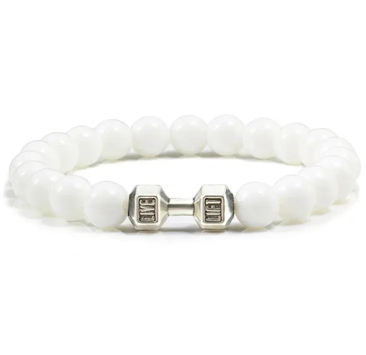 OAIITE 8mm Charm Classic Volcanic Rock Bracelet Men Dumbbell Beaded Bracelet Women Reiki Energy Fitness Weight Loss Jewelry