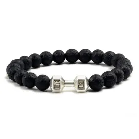 OAIITE 8mm Charm Classic Volcanic Rock Bracelet Men Dumbbell Beaded Bracelet Women Reiki Energy Fitness Weight Loss Jewelry