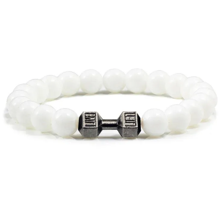 OAIITE 8mm Charm Classic Volcanic Rock Bracelet Men Dumbbell Beaded Bracelet Women Reiki Energy Fitness Weight Loss Jewelry
