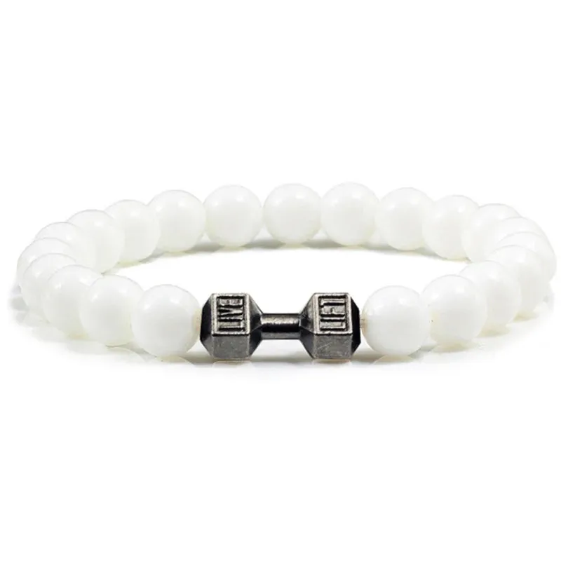 OAIITE 8mm Charm Classic Volcanic Rock Bracelet Men Dumbbell Beaded Bracelet Women Reiki Energy Fitness Weight Loss Jewelry