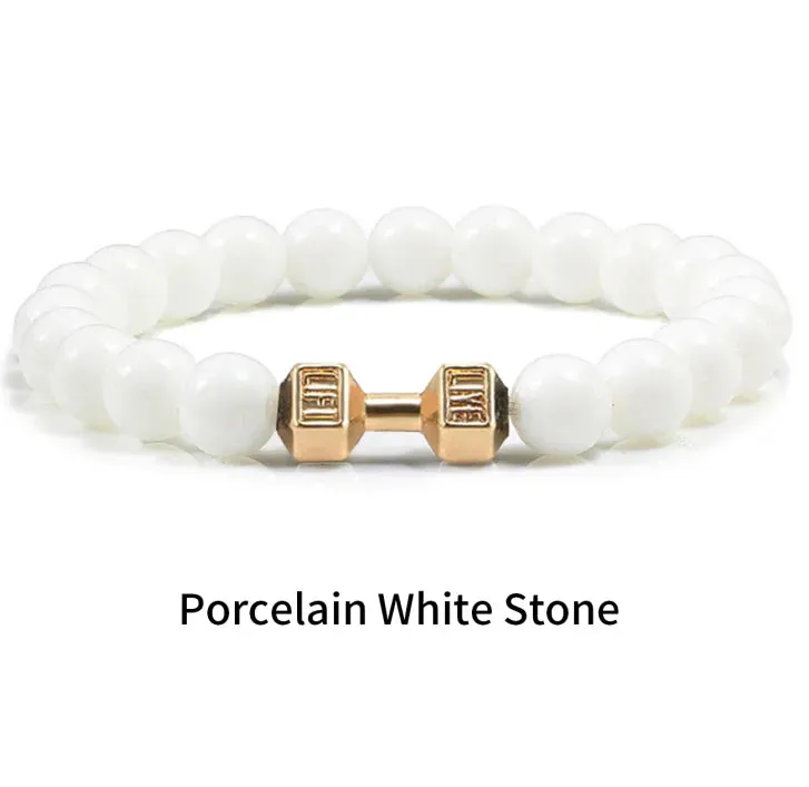 OAIITE 8mm Charm Classic Volcanic Rock Bracelet Men Dumbbell Beaded Bracelet Women Reiki Energy Fitness Weight Loss Jewelry