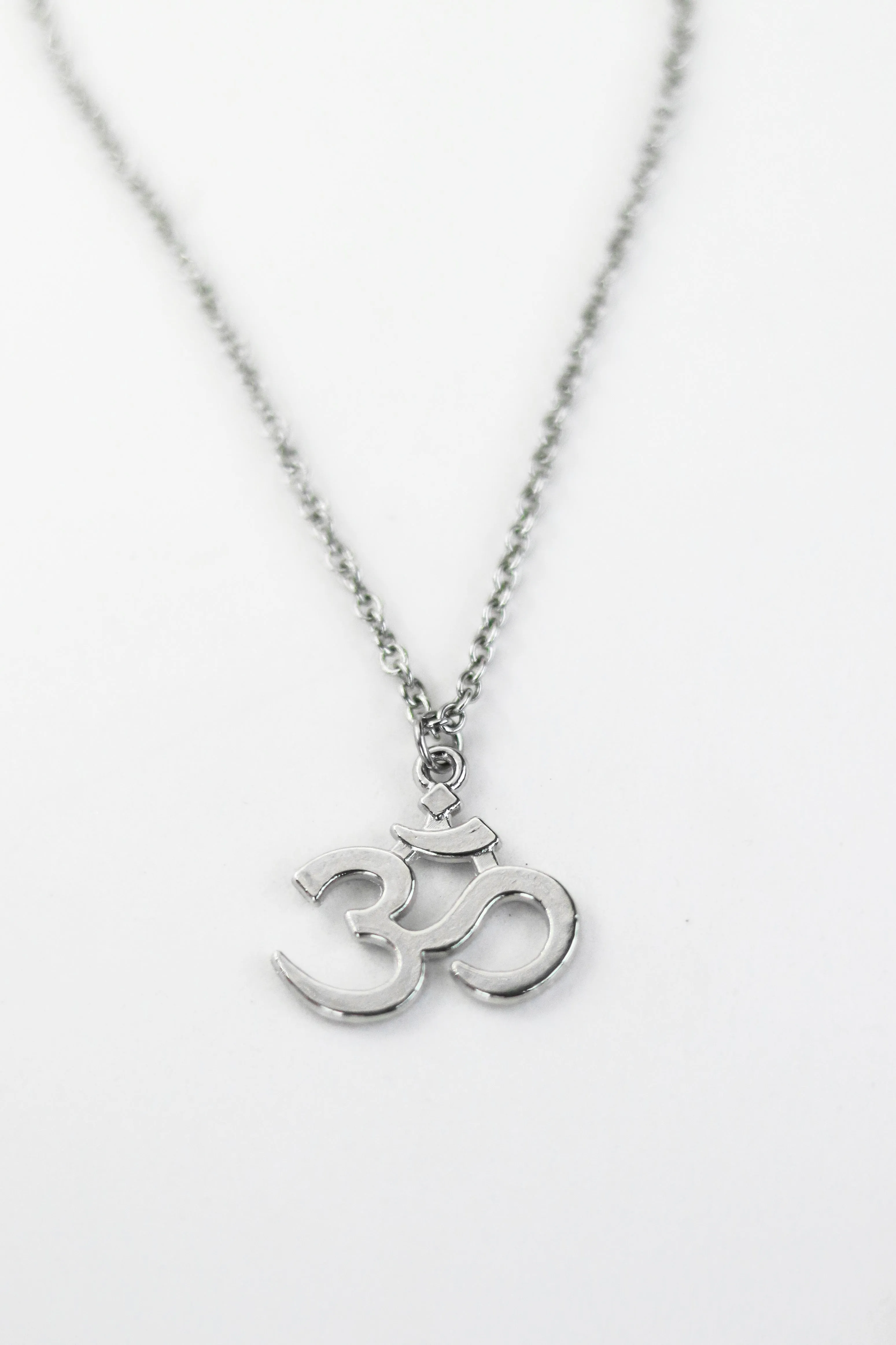Om necklace for men, silver Yoga necklace for him