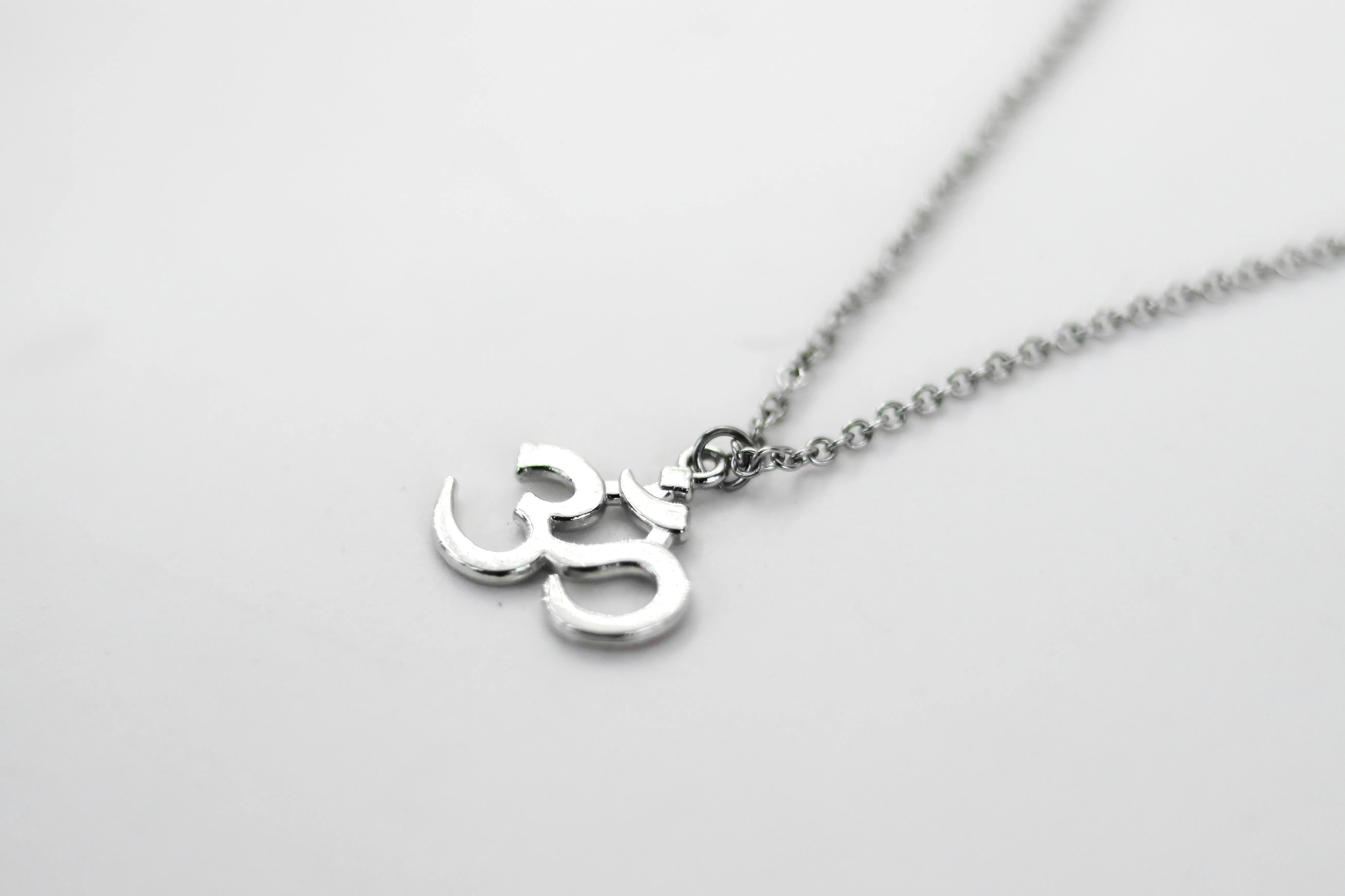 Om necklace for men, silver Yoga necklace for him