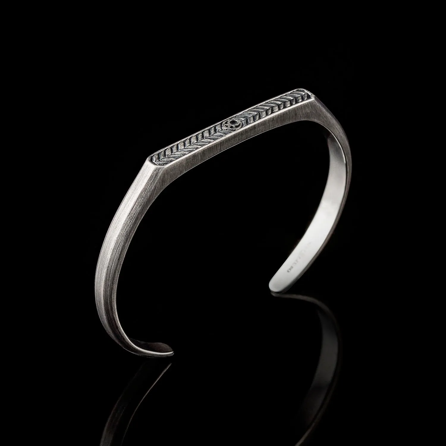 Omega 925 Silver Engraved Cuff Bracelet