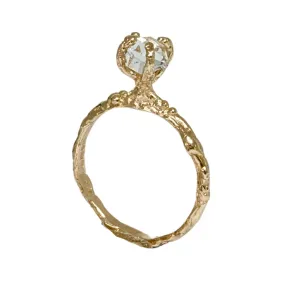 Organic Earth Engagement Ring, Herkimer Quartz Diamond 9ct Gold Ring