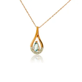 Oval Aquamarine and Diamond Drop Pendant