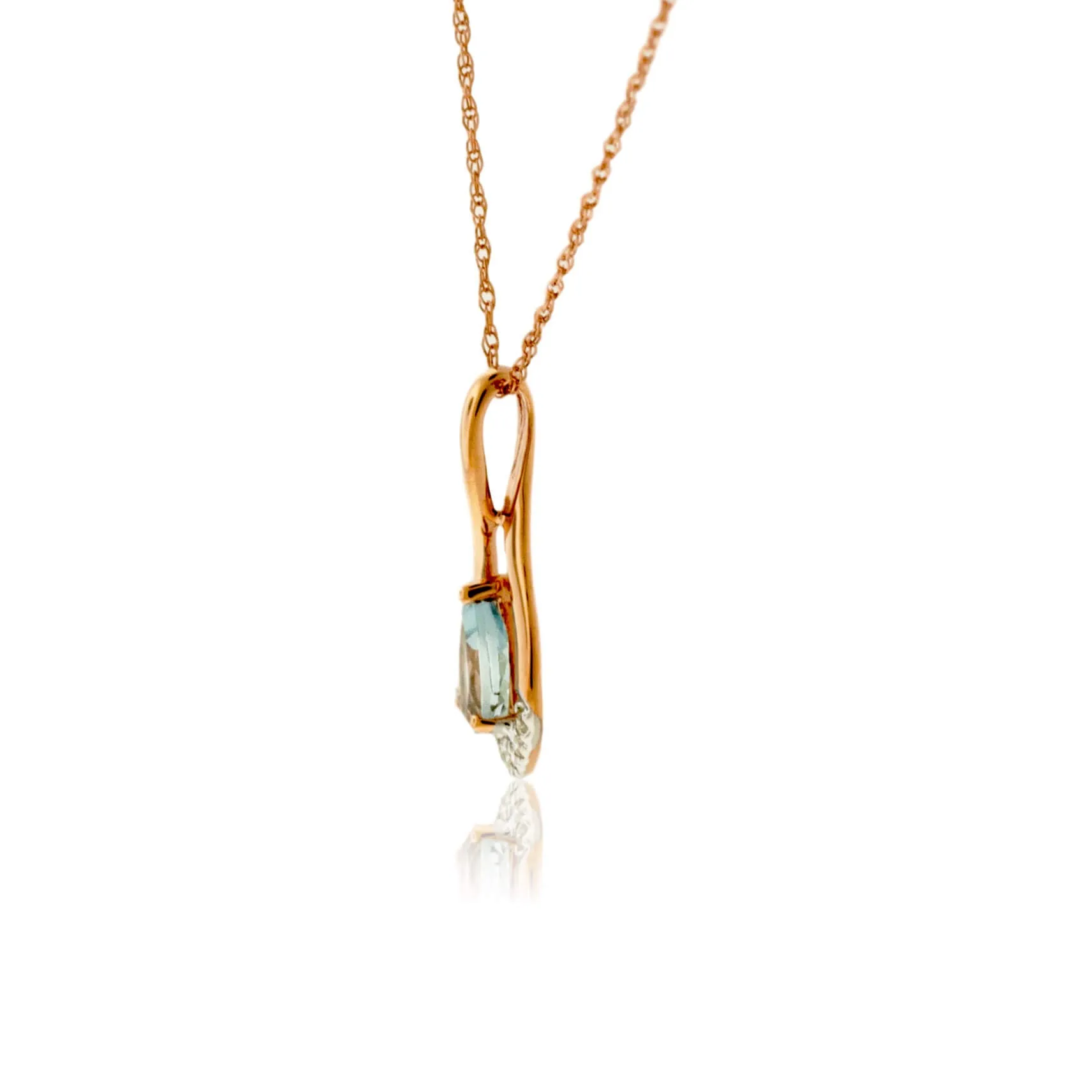 Oval Aquamarine and Diamond Drop Pendant