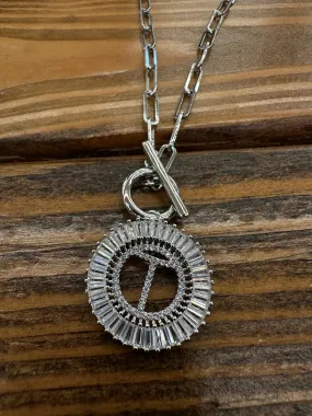 Paperclip Chain Radiant Initial Necklace T