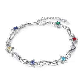 Personalized 7 Inlaid Birthstones Name Engraved Mother Bracelet