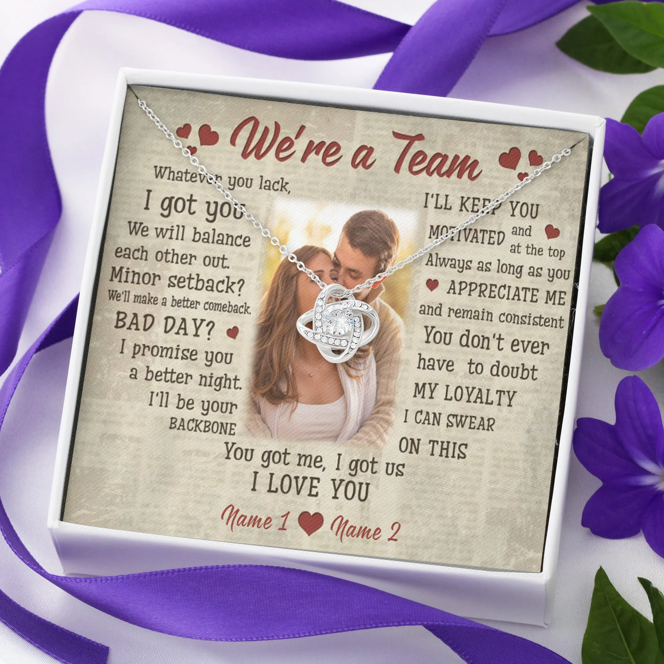 Personalized Couple Necklace, Custom Photo Husband and Wife Valentine Gift for Her, To my Wife Jewelry