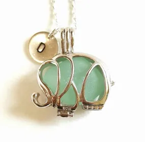 Personalized Jewelry Genuine Sea Glass In Sterling Elephant Locket