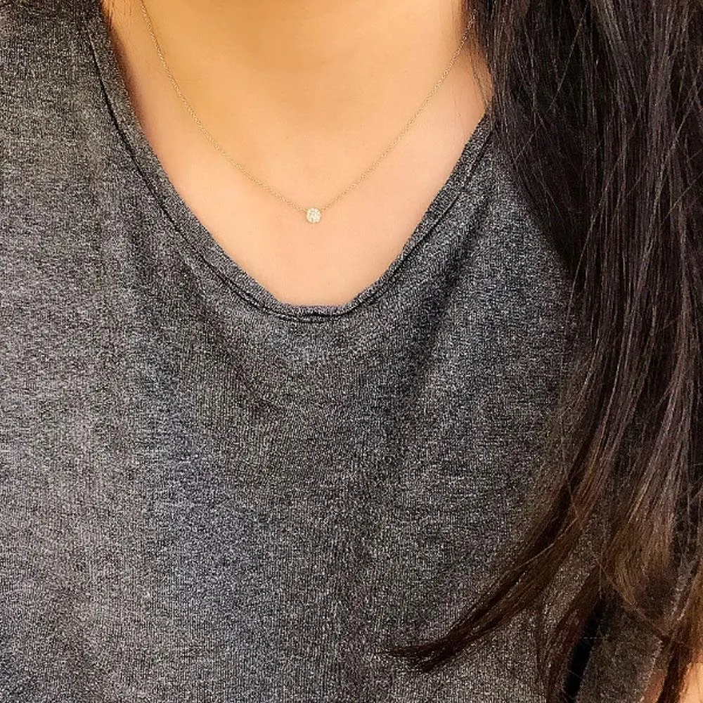 Petite Pave Disc Necklace - 4.5mm Diameter