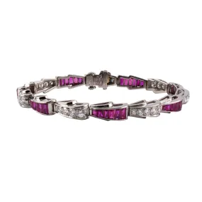 Platinum Burma Ruby and Diamond Bracelet
