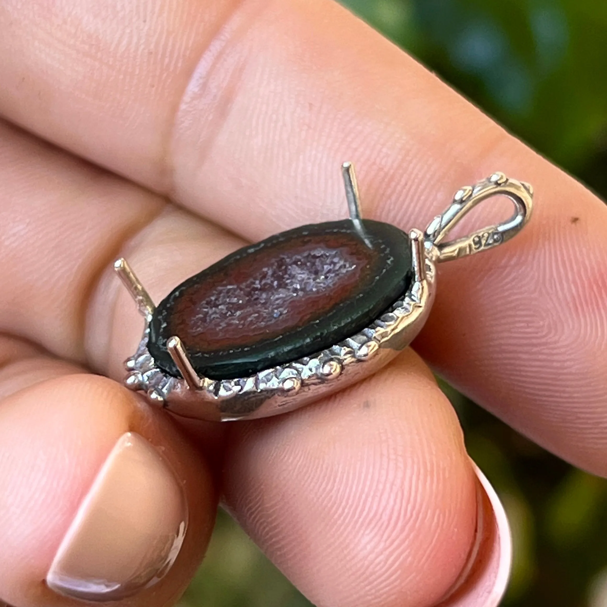 PRE-ORDER FOR CHRISTINA- Tobasco Agate Geode Pendant