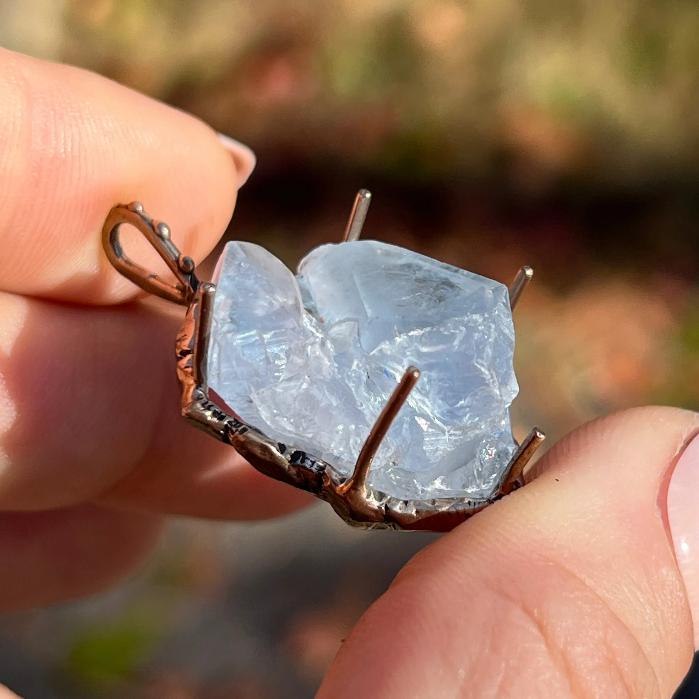 PRE-ORDER FOR ELIZABETH- Celestite Cluster Bronze Pendant