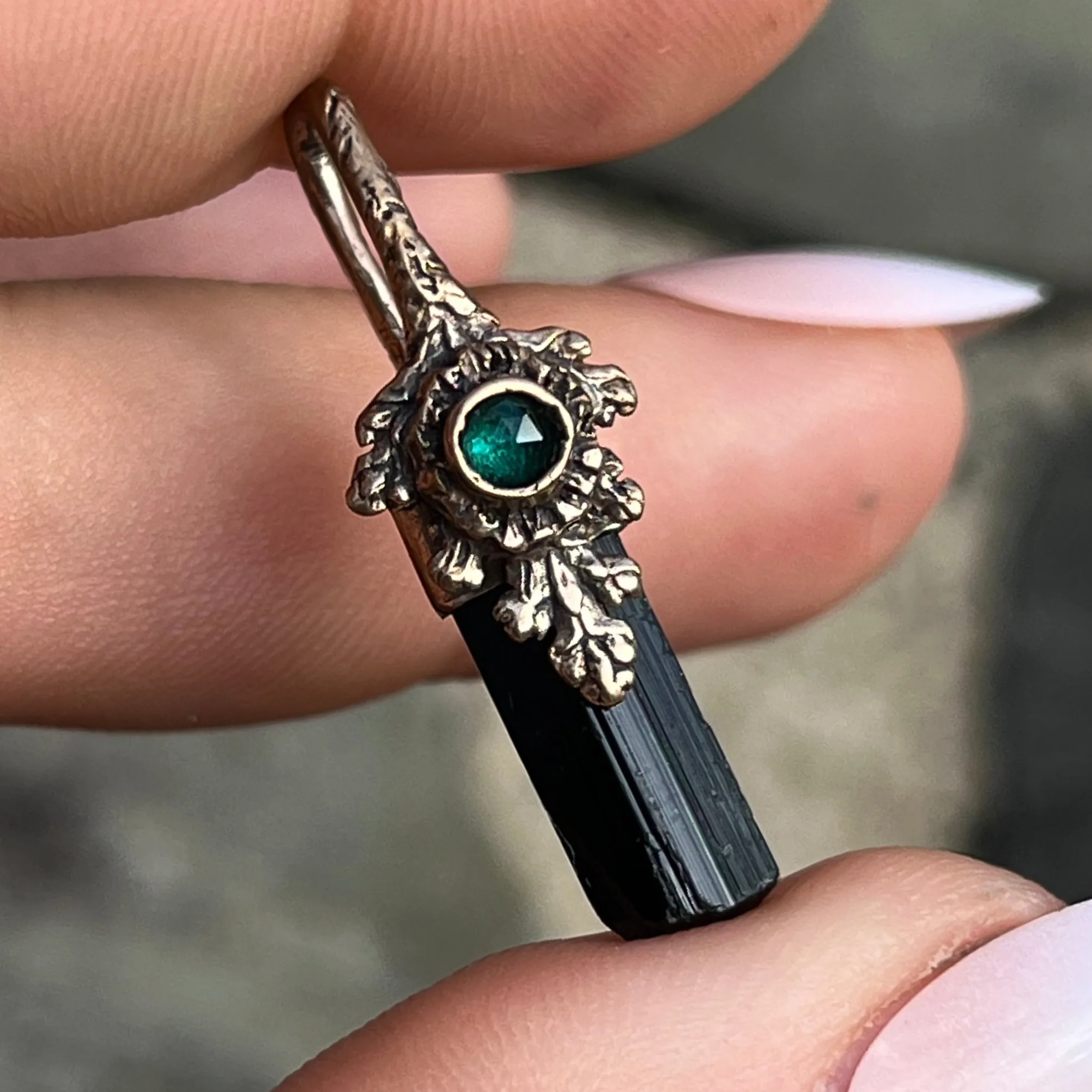 PRE-ORDER FOR MEG- Black Tourmaline Bronze Fairy Pendant