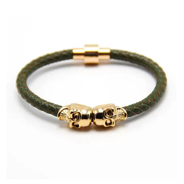 Punk Braided Magnetic Skull Bracelet 龐克風編織磁扣骷髏頭手鍊 KJBR16096
