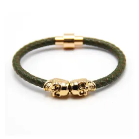 Punk Braided Magnetic Skull Bracelet 龐克風編織磁扣骷髏頭手鍊 KJBR16096