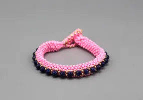 Purple and Pink Glass Beads Women's Bracelet