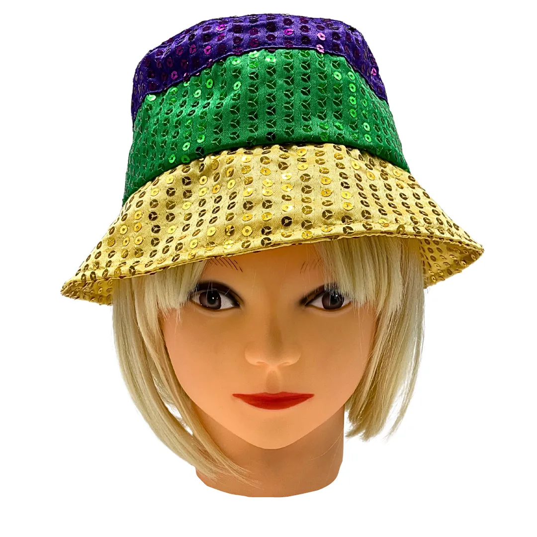 Purple, Gold, and Green Sequin Bucket Hat (Each)