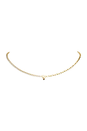 PV Tennis & Chain Necklace 14K Gold Plated