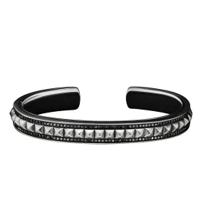 Pyramid Cuff Bracelet with Pave Black Diamonds
