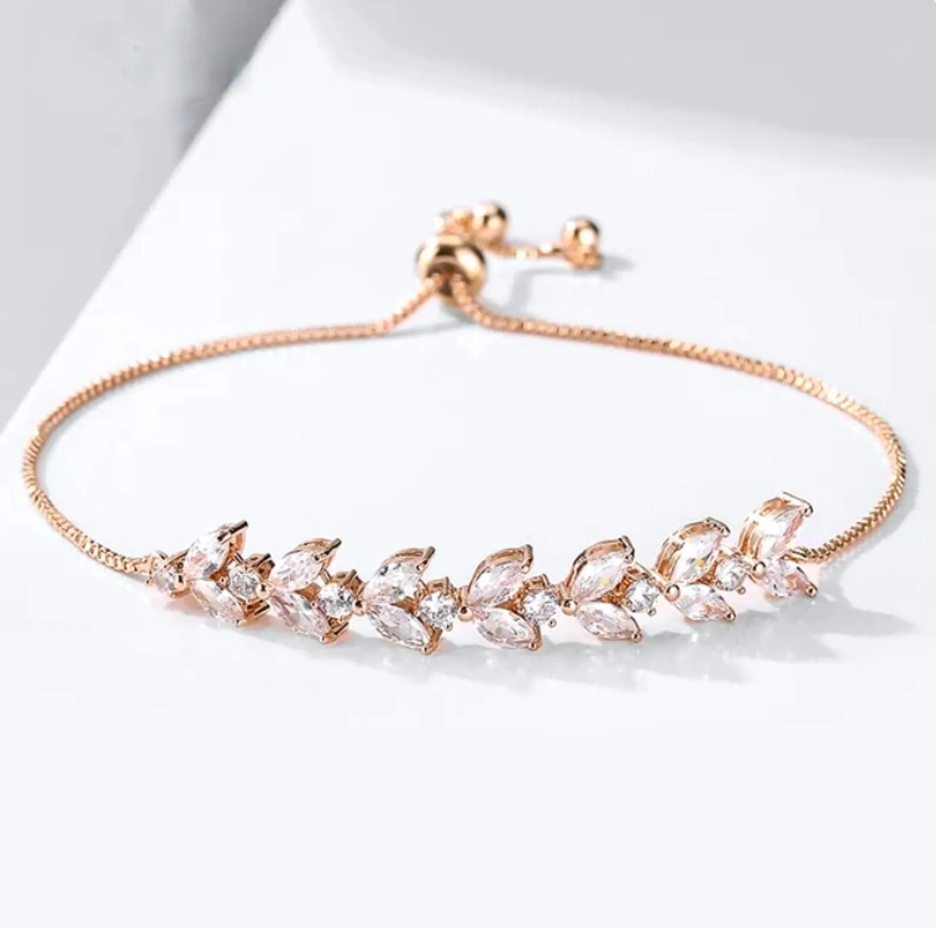 "Sydney" - Cubic Zirconia Adjustable Bracelet - Available in Rose Gold, Silver and Yellow Gold