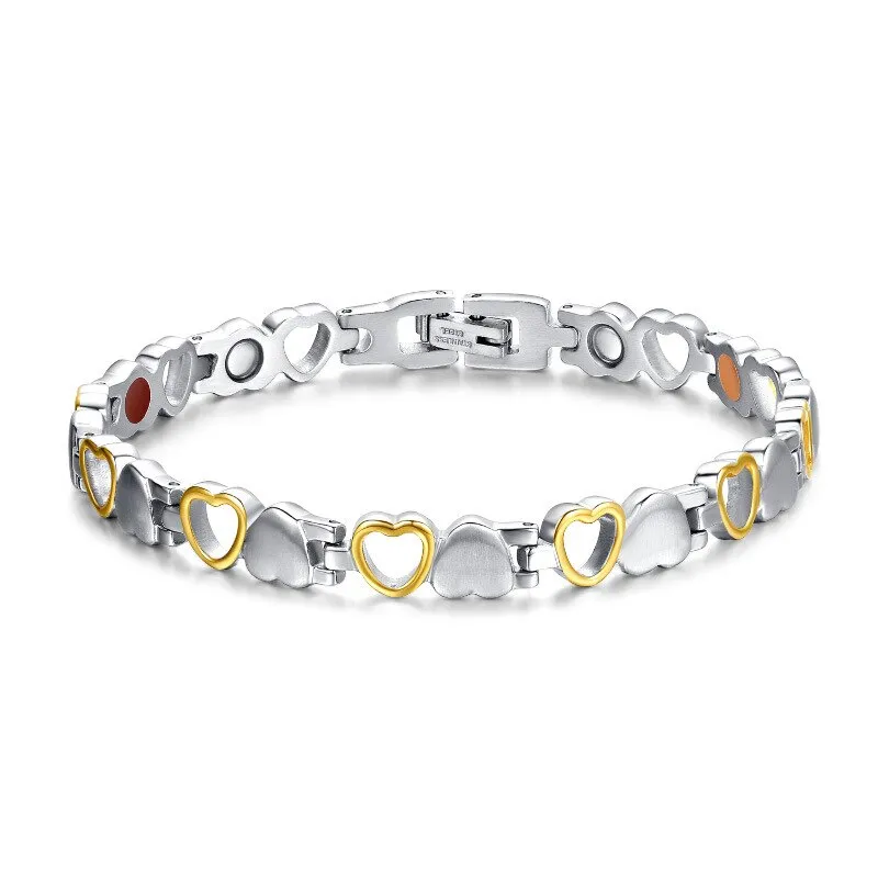 Rainso Fashion Stainless Steel Bracelet For Women With Magnet Energy Bio Health Care Jewerly Bracelet viking Lovers Hand Chain