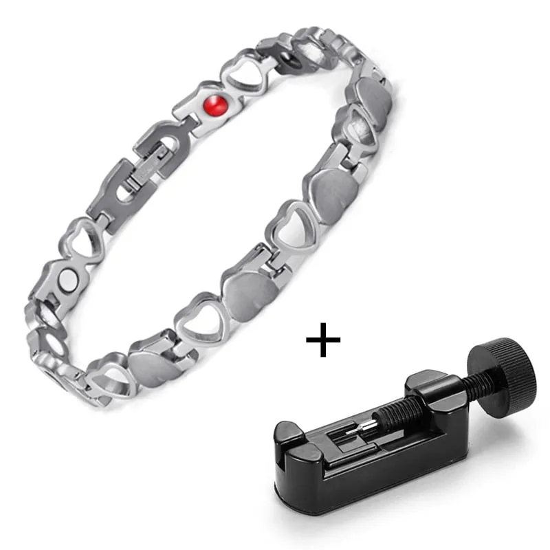 Rainso Fashion Stainless Steel Bracelet For Women With Magnet Energy Bio Health Care Jewerly Bracelet viking Lovers Hand Chain