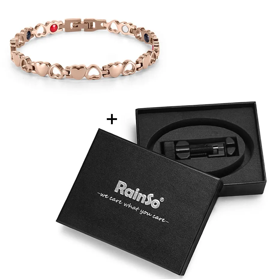 Rainso Fashion Stainless Steel Bracelet For Women With Magnet Energy Bio Health Care Jewerly Bracelet viking Lovers Hand Chain