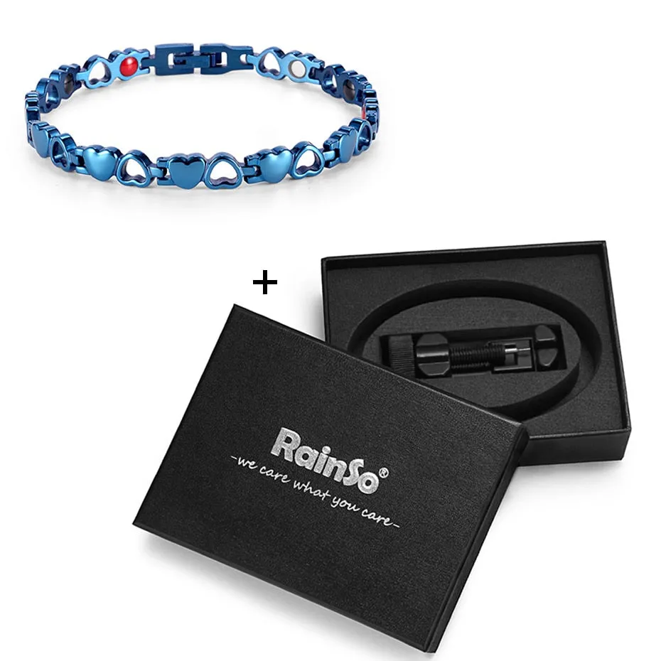 Rainso Fashion Stainless Steel Bracelet For Women With Magnet Energy Bio Health Care Jewerly Bracelet viking Lovers Hand Chain
