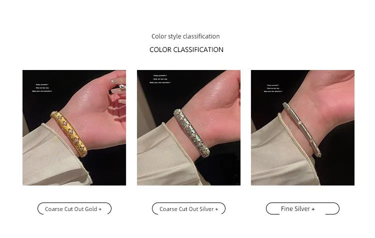 Retro Gold Texture Rhinestone Bracelet