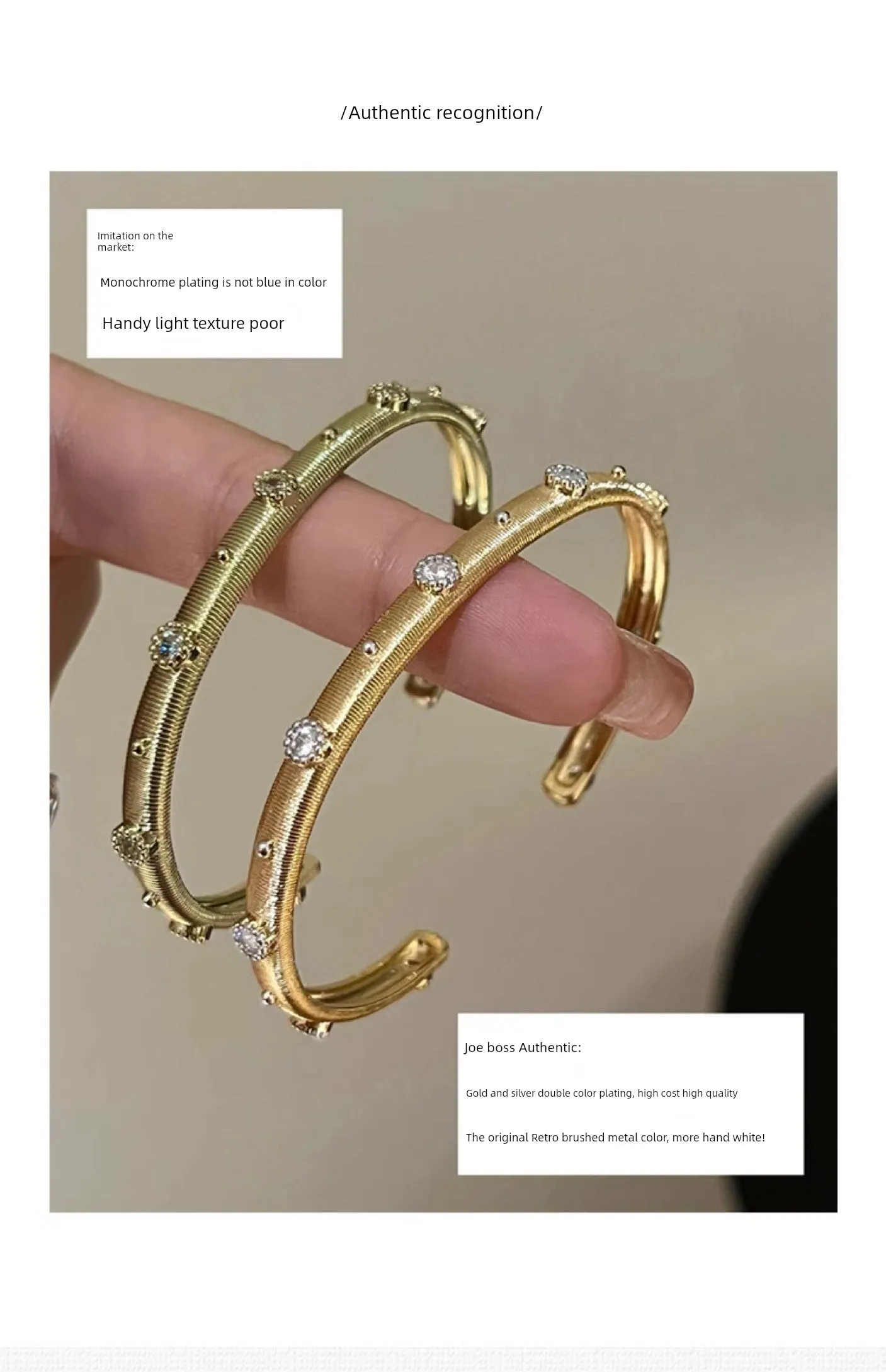 Retro Gold Texture Rhinestone Bracelet