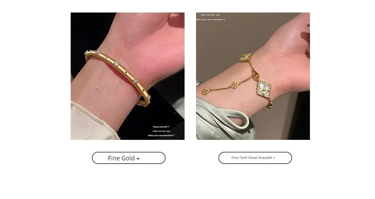 Retro Gold Texture Rhinestone Bracelet