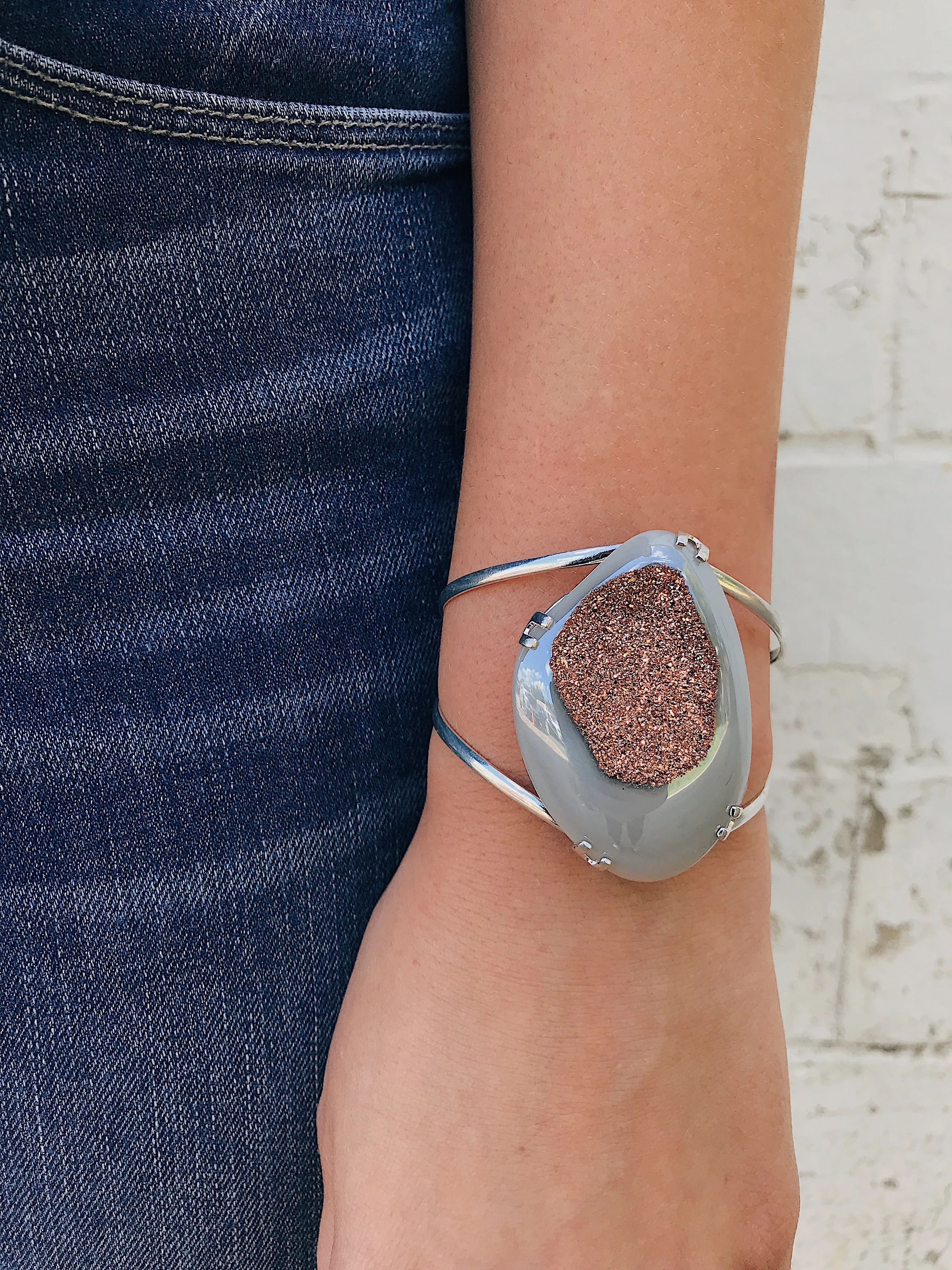 Rose Gold Druzy Cuff // Silver